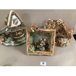 THREE PENDELFIN FIGURE STANDS, COMPRISING THE VILLAGE POND, CURIOSITY SHOP AND TOY SHOP