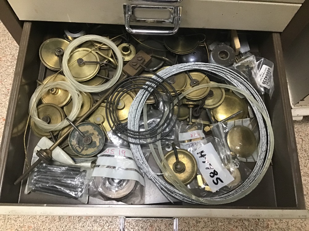 A TWELVE DRAWER FILING CABINET IN METAL WITH CONTENTS FROM A WATCH AND CLOCK REPAIRER - Image 11 of 13