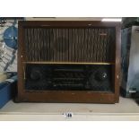 A VINTAGE RETRO MURPHY RADIO, WOODEN CASED, 49CM WIDE