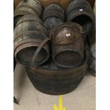 THREE VINTAGE FRENCH WOODEN BARRELS