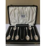 AN EDWARDIAN SET OF SIX SILVER BRIGHT CUT COFFEE SPOONS, HALLMARKED SHEFFIELD 1907 BY JOSEPH