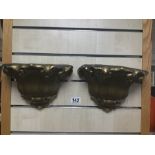 A PAIR OF MID CENTURY GILT CERAMIC WALL BRACKETS, 25.5CM WIDE