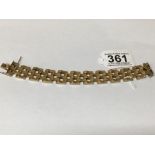 A HEAVY 9CT GOLD BRACELET/CHAIN WITH BRICK STYLE LINKS, 19.5CM LONG, 72.5G
