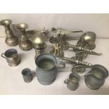 A COLLECTION OF BRASS WARE, INCLUDING A PAIR OF INDIAN ENAMELLED BRASS VASES, LETTER BOX, CONCORDE