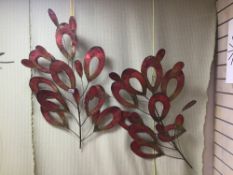 A METAL SWALL MOUNTED SCULPTURE OF LEAVES A/F