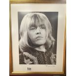 A FRAMED AND GLAZED LIMITED EDITION 97/500 PRINT OF BRIAN JONES BY MICHAEL RUDOLPH 39 X49CMS