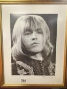 A FRAMED AND GLAZED LIMITED EDITION 97/500 PRINT OF BRIAN JONES BY MICHAEL RUDOLPH 39 X49CMS