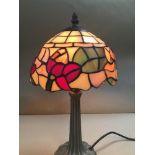 A VINTAGE TIFFANY STYLE TABLE LAMP WITH STAINED GLASS SHADE, BY BHS, 37.5CM HIGH