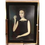 A FRAMED OIL ON CANVAS OF RUTH MONTAGU BY FALCOU 84 X 111CMS