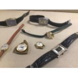AN ASSORTMENT OF WATCHES, INCLUDING SILVER CASED FOB WATCH, LADIES WRISTWATCHES AND MORE