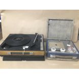 A FIDELITY PORTABLE RECORD DECK AND A VINTAGE PYE RADIO