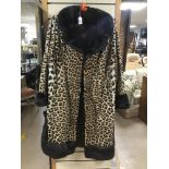 A VINTAGE LEOPARD STYLE LONG FUR COAT