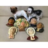 A MIXED LOT INCLUDING MELBA WARE DOG AND BOSSONS HEAD WALL PLAQUES