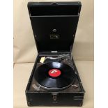 AN EARLY 20TH CENTURY HMV GRAMOPHONE, RETAILED BY BARTLETT JONES & CO