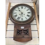 A VICTORIAN WALL CLOCK WITH PENDULUM