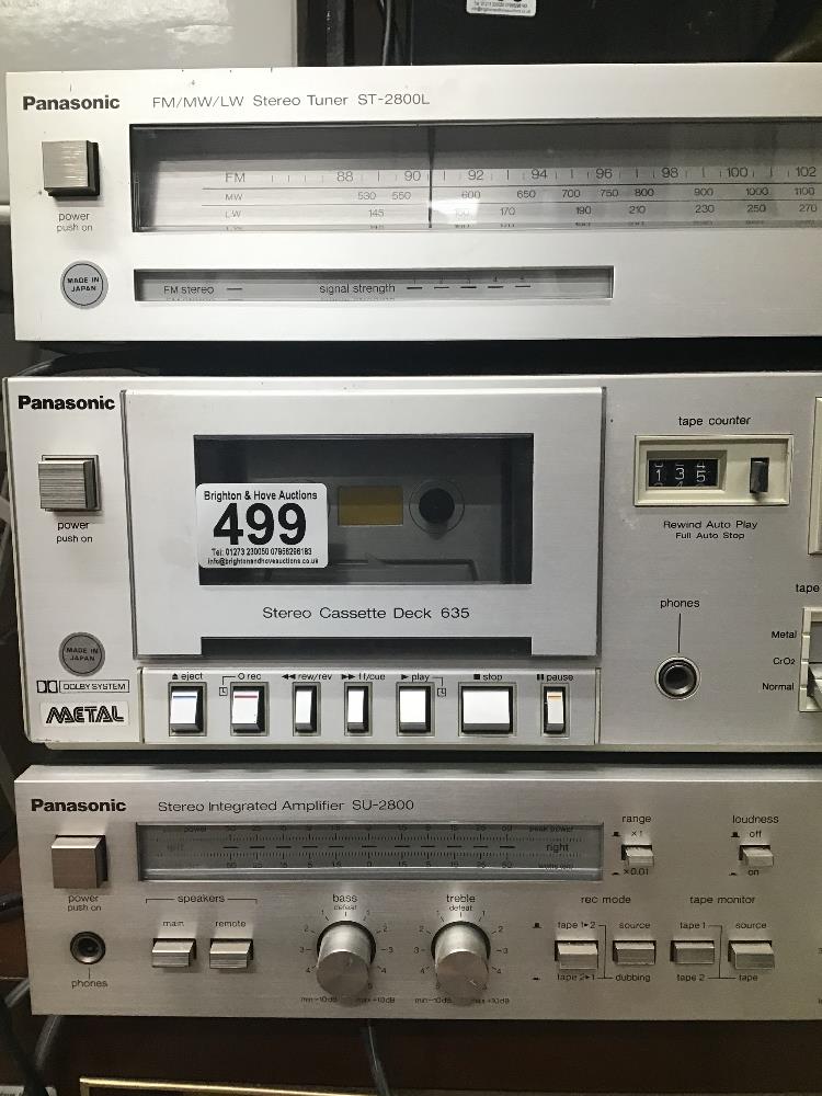 THREE PANASONIC SEPARATES TUNER ST 2800L/STEREO CASSETTE DECK 635/STEREO AMPLIFIER SU 2800 - Image 2 of 6