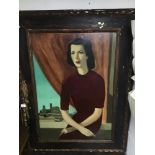 A FRAMED OIL ON CANVAS BY FALCOU OF JACQUELINE TAYLOR MRS. G .MONTAGU 122 X94CMS