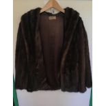 A VINTAGE DARK BROWN FUR JACKET SIZE 12