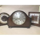 TWO MID CENTURY SMITHS MANTLE CLOCKS AND ANOTHER, LARGEST 25CM HIGH