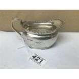 A GEORGE V SILVER MILK JUG WITH BEADED BORDER, HALLMARKED SHEFFIELD 1918 BY ATKIN BROTHERS, 145G,