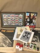 ASSORTED EPHEMERA, INCLUDING CIGARETTE CARDS, ONE SET BEING FRAMED AND GLAZED AND A LARGE QUANTITY