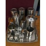 A VINTAGE STAINLESS STEEL TEA AND COFFEE SET RETRO