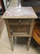 A FRENCH OAK BEDSIDE CHEST WITH PINK MARBLE TOP