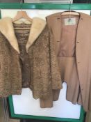 TWO VINTAGE COATS, ONE BEING AN AQUASCUTUM (REGENT STREET) TAN LONG WAISTCOAT, THE OTHER A TAN