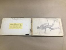 AN EARLY 20TH CENTURY SKETCHBOOK CONTAINING SIGNED AND DATED DRAWINGS, WATERCOLOURS ETC, DATED 1920