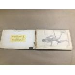 AN EARLY 20TH CENTURY SKETCHBOOK CONTAINING SIGNED AND DATED DRAWINGS, WATERCOLOURS ETC, DATED 1920