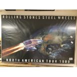 A ROLLING STONES POSTER FROM THE NORTH AMERICAN TOUR 1989 FRAMED AND GLAZED