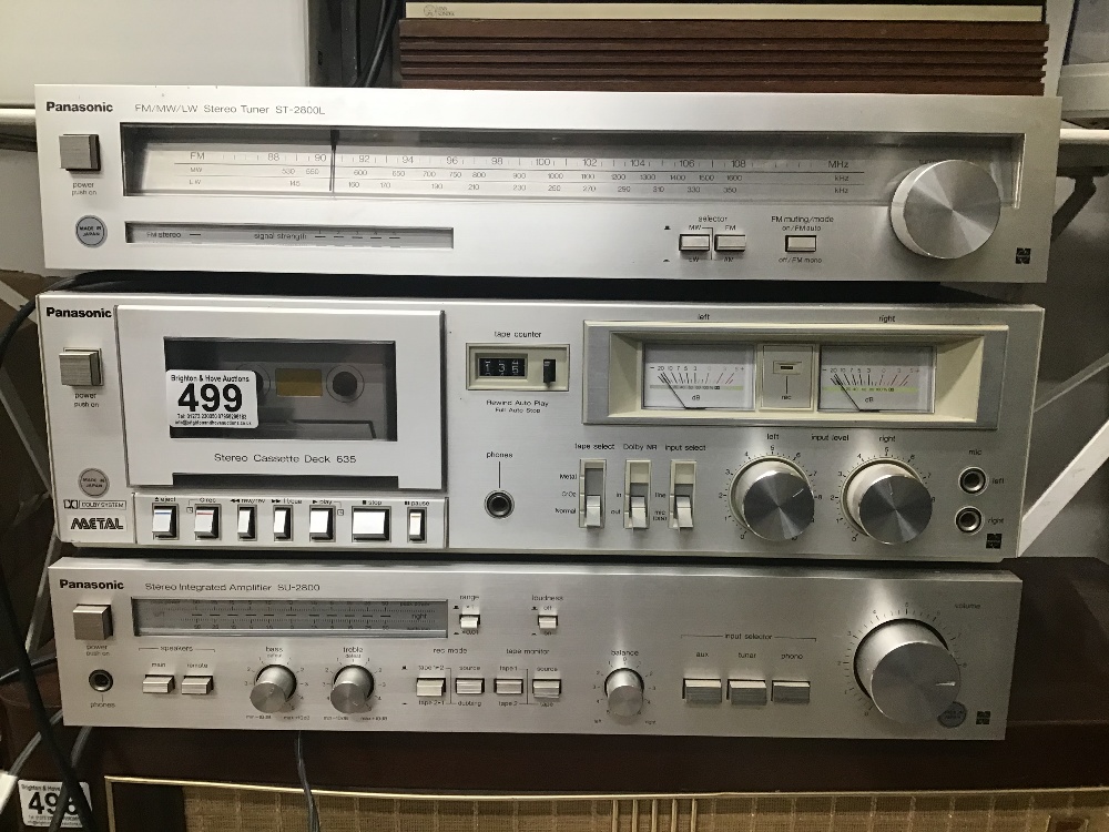 THREE PANASONIC SEPARATES TUNER ST 2800L/STEREO CASSETTE DECK 635/STEREO AMPLIFIER SU 2800