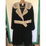 A VINTAGE BLACK & CREAM FULL-LENGTH ASTRAKHAN COAT SIZE 10