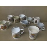 TEN ROYAL COMMEMORATIVE CUPS, INCLUDING KING EDWARD VIII CORONATION, 1910-35 SILVER JUBILEE ETC