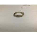 A LADIES 9CT GOLD HALF ETERNITY RING SET WITH FIFTEEN SMALL DIAMONDS, RING SIZE S, 2.8G