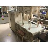 A BEDROOM SUITE LOUIS STYLE COMPRISING OF SMALL WARDROBE, DRESSING TABLE AND MORE