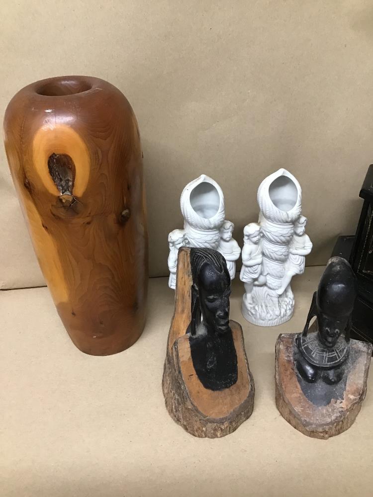 MIXED ITEMS, INCLUDING AFRICAN CARVED WOODEN TRIBAL FIGURES, NOVELTY MUSICAL CIGARETTE DISPENSER AND - Image 2 of 6