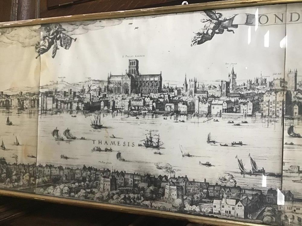 A LARGE LONG FRAMED AND GLAZED PRINT OF LONDON 219 X 44CMS - Image 4 of 6