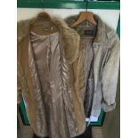 TWO VINTAGE COATS ONE BEING A JULIA S ROMA LEATHER SIZE 12, THE OTHER 18 AUG SIZE 8-10