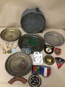 A MIXED LOT OF MILITARY RELATED ITEMS, INCLUDING PATCHES, NORTH EAST INSTRUMENT CO STOPWATCH AND
