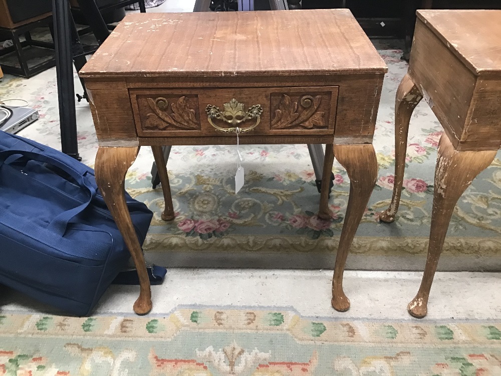 A PAIR OF BEDSIDE CHESTS ON CARBIO LEGS - Image 2 of 3