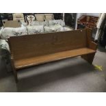 A LARGE OAK CHURCH BENCH 192CMS LONG