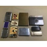 A MIXED LOT OF SMOKING RELATED ITEMS, INCLUDING LIGHTERS, CIGARETTE CASE, MATCHBOOKS AND MORE