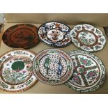 SIX ORIENTAL CERAMIC PLATES, ALL WITH CHARACTER MARKS TO REVERSE