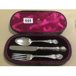 A LATE VICTORIAN SILVER CHILDS CUTLERY SET, KNIFE, FORK AND SPOON, HALLMARKED SHEFFIELD 1893, 100G