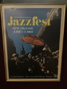 A FRAMED AND GLAZED REPRODUCTION PRINT OF JAZZFEST NEW ORLEANS 1969 61 X 46CMS