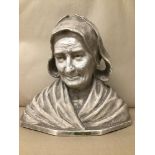 F.LORE, A PARISIAN PLASTER BUST TITLED GRAND MERE (GRAND MOTHER) SIGNED AND NUMBERED TO REVERSE 707,