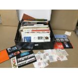 A GROUP OF FIRST DAY COVERS, PRESENTATION PACKS, LOOSE CONTINENTAL STAMPS AND MORE