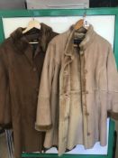 TWO VINTAGE COATS ONE BEING A DENNIS BASSO TAN COAT, SIZE X SMALL, THE OTHER A CENTIGRADE TAN