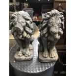 A PAIR OF CONCRETE LIONS A/F